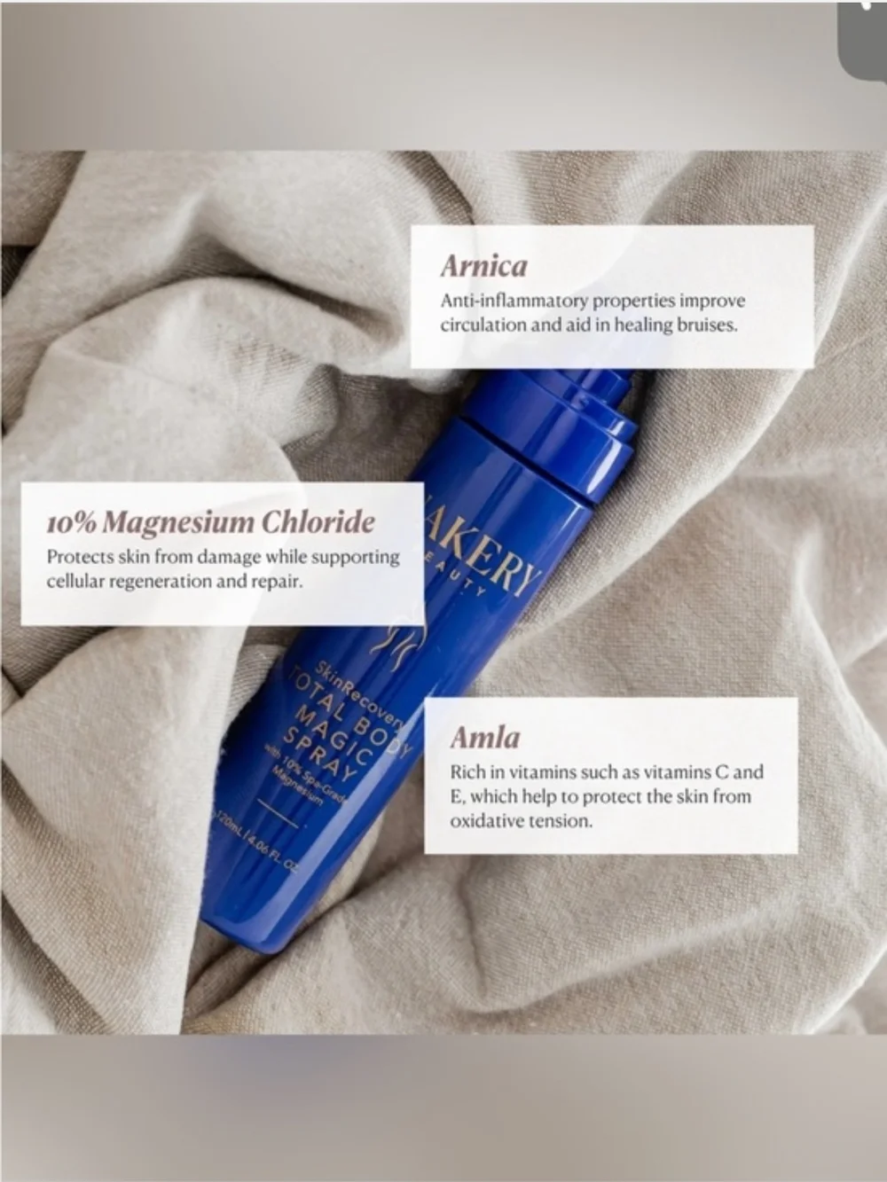 Nakery Skin Recovery Total Body Magic Spray With 10% Spa Grade Magnesium NIB